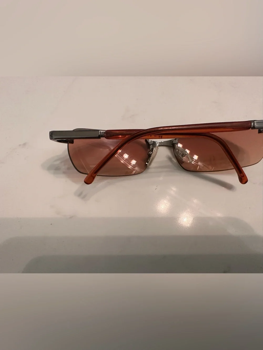 Rimless Sunglasses with Rose-Tinted Lenses